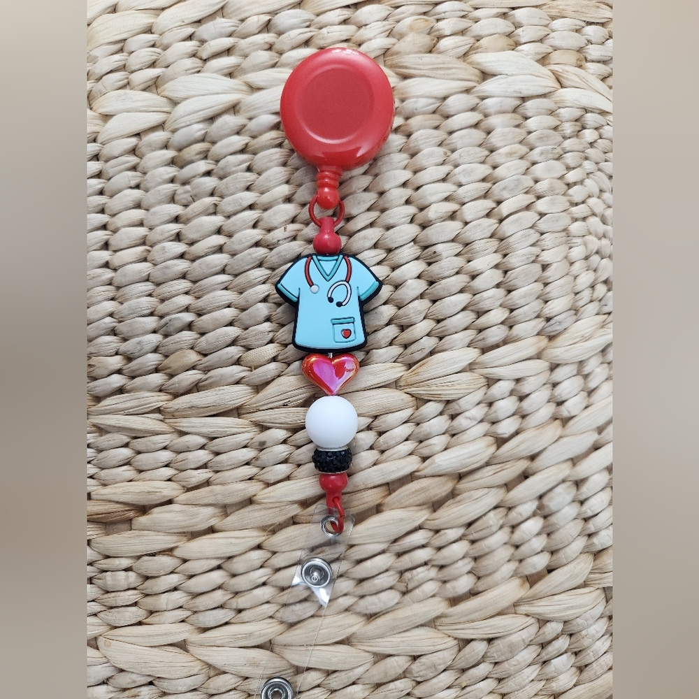 Red and Blue Nurse Badge Reel